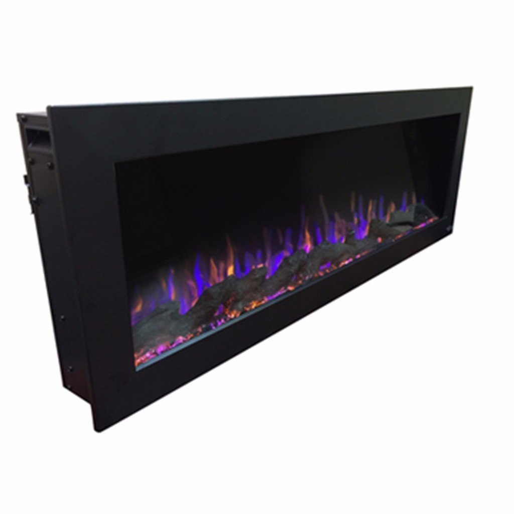 Side view of a black indoor/outdoor electric fireplace | Touchstone Sideline 50" Indoor/Outdoor electric fireplace