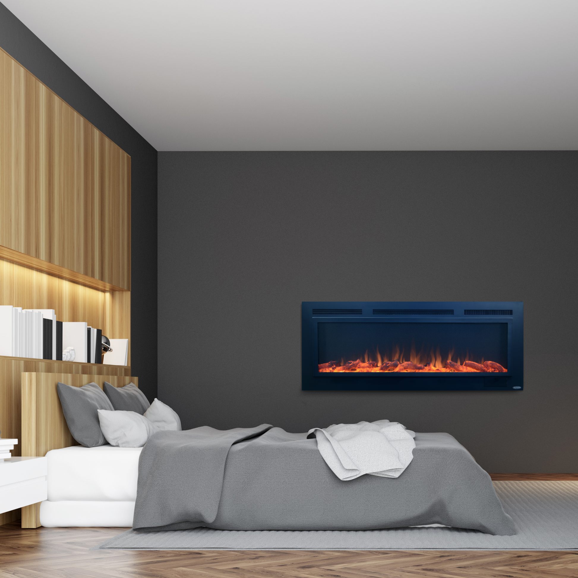 Bedroom Electric Fireplace - Touchstone Sideline 50" Steel Recessed Mounted Electric Fireplace | Very Good Fireplaces