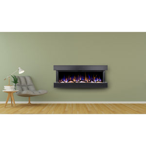 Green Wall Living Room Fireplace Designs | Touchstone Chesmont Wall Mount 50 inch Electric Fireplace in Black - Very Good Fireplaces.