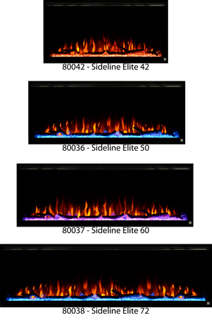 Touchstone Sideline Elite Electric Fireplace sizing options