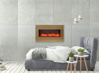 Bedroom with Natural Wood Frame for Amantii 40'' XtraSlim Electric Fireplace - Very Good Fireplace