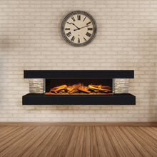Load image into Gallery viewer, Compton 1000 Electric Fireplace Suite 60&#39;&#39; by European Home in black finish mounted on wall close up - Very Good Fireplaces