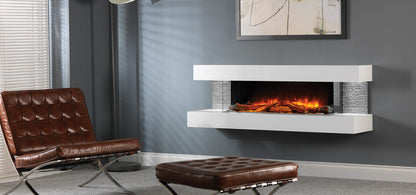Modern Luxury Electric Fireplace | Compton 1000: White Stone Electric Fireplace Suite by European Home