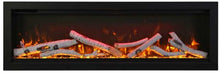 Load image into Gallery viewer, Amantii 100″ Symmetry Smart Indoor / Outdoor WiFi-enabled fireplace, featuring a multi-function remote control, multi-speed motor, and a 10 piece birch log set
