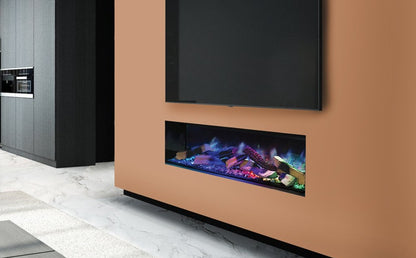 Linnea Electric Fireplace 60" HALO by European Home - Close Up with different colored flame- Very Good Fireplaces
