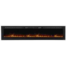 Load image into Gallery viewer, Yellow and orange flame built-in black electric fireplace | Touchstone Sideline 100&quot; Recessed Electric Fireplace