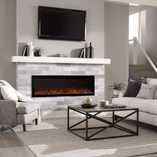 Load image into Gallery viewer, Beautiful living room with Sideline Elite 72&quot; Recessed Electric Fireplace with green flame– Very Good Fireplaces.