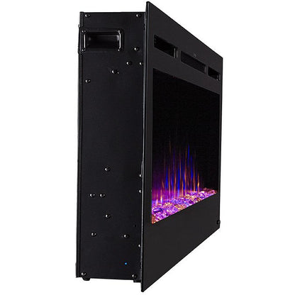 Touchstone Sideline 50" Recessed Mounted Black Frame Electric Fireplace - with heat | Very Good Fireplaces