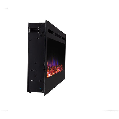 Side View Touchstone Sideline 50" Recessed Mounted Black Frame Electric Fireplace | Very Good Fireplaces