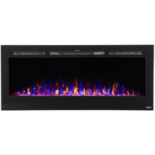 Load image into Gallery viewer, Multiple Flame Colors of Touchstone Sideline 50&quot; Recessed Mounted Black Frame Electric Fireplace | Very Good Fireplaces