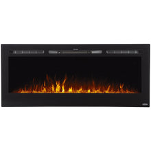 Load image into Gallery viewer, Yellow Orange Flame of Touchstone Sideline 50&quot; Recessed Mounted Black Frame Electric Fireplace | Very Good Fireplaces