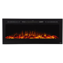 Load image into Gallery viewer, Red, Yellow Flame of Touchstone Sideline 50&quot; Recessed Mounted Black Frame Electric Fireplace | Very Good Fireplaces