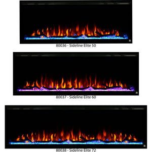 Touchstone Sideline Elite Recessed Electric Fireplace available in 50", 60", and 72".