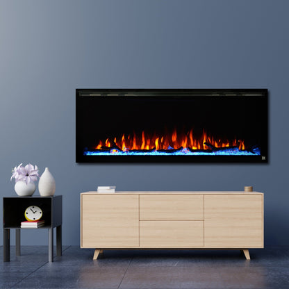 Best Wall Mount Electric Fireplace in Living Room | Touchstone Sideline Elite 50" Recessed Electric Fireplace