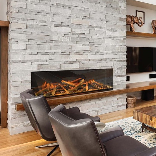 European Home E60 Electric Fireplace on a brick wall fireplace  | Very Good Fireplaces  