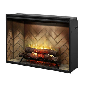 dimplex revillusion 42" built-in firebox - herringbone style close up- Very Good Fireplaces