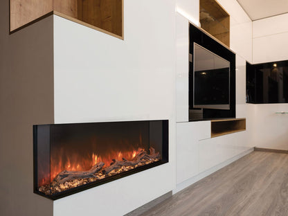 Left corner of Modern Flames 96" Landscape Pro Multi-Sided Built-In Electric Fireplace