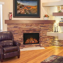 Load image into Gallery viewer, Modern Flames Redstone Built-In Electric Fireplace in stone brick mantel RS-3626