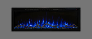 Modern Flames Slimline Fireplace - 60" Wall Mount or Recessed Electric Fireplace in Cyan and Orange - Very Good Fireplace