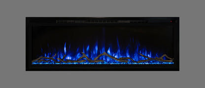 Modern Flames Slimline 100" Built-In Linear Electric Fireplace with Cyan Flames - Very Good Fireplaces