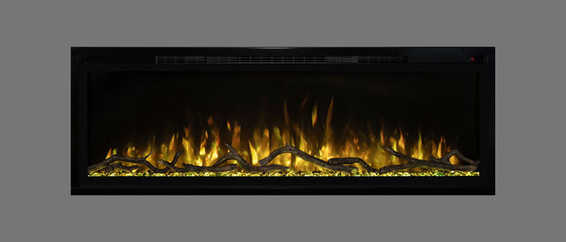 Modern Flames Slimline Fireplace | 50" Wall Mount or Recessed Electric Fireplace with Gold Flame - Very Good Fireplaces