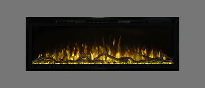 Modern Flames Slimline 74" Built-In Linear Electric Fireplace with Gold Flame - Very Good Fireplaces