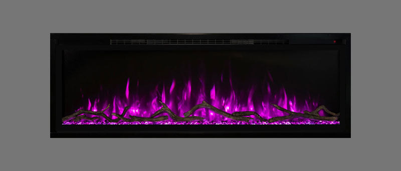 Modern Flames Slimline Fireplace | 50" Wall Mount or Recessed Electric Fireplace with Magenta Flame - Very Good Fireplaces