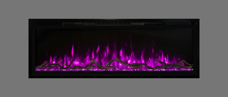 Modern Flames Slimline 100" Built-In Linear Electric Fireplace with Magenta Flames - Very Good Fireplaces