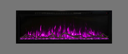 Modern Flames Slimline Fireplace - 60" Wall Mount or Recessed Electric Fireplace with Magenta Flames - Very Good Fireplace