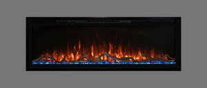 Modern Flames Slimline 100" Built-In Linear Electric Fireplace in Orange and Blue - Very Good Fireplaces