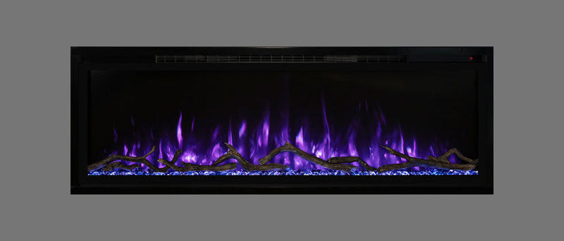 Modern Flames Slimline 74" Built-In Linear Electric Fireplace in Purple and Blue - Very Good Fireplaces