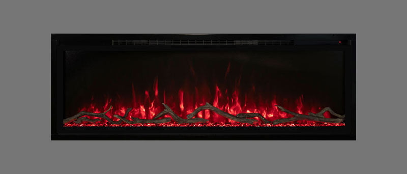 Modern Flames Slimline Fireplace - 60" Wall Mount or Recessed Electric Fireplace with Red Flames - Very Good Fireplace